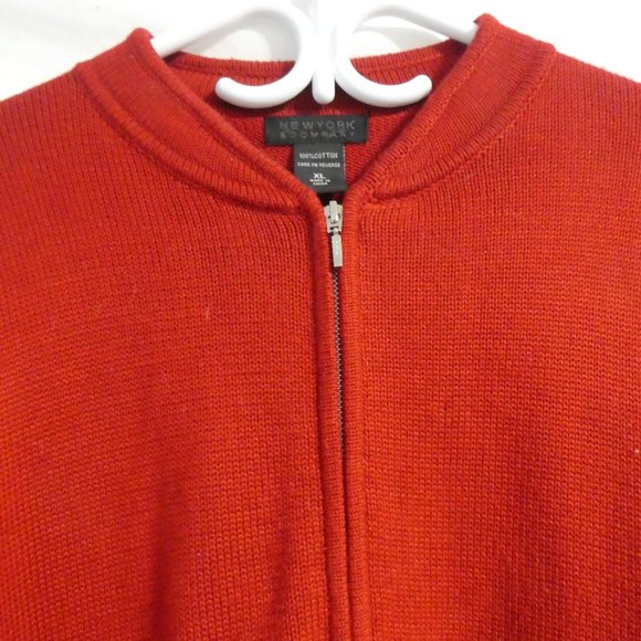 NEW YORK & COMPANY | xl extra large | Red Classic Zip-Up Cardigan | 100% Cotton - Picture 4 of 16